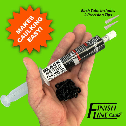Finish Line Caulk – Black Acrylic Urethane Elastomeric Sealant (1 oz)