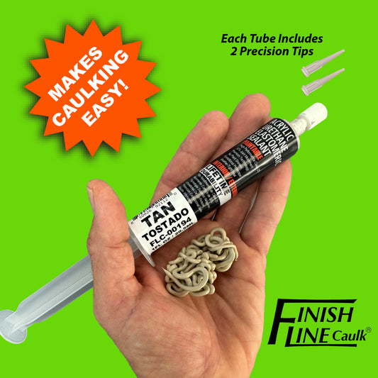 Finish Line Caulk – Tan Acrylic Urethane Elastomeric Sealant (1 oz)