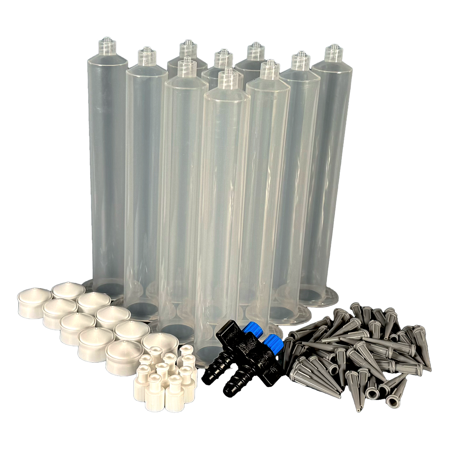 55ML Precision Refill Kit – 10 Barrel Set with Tips & Transfer Piece – For Finish Line Caulk Dispenser