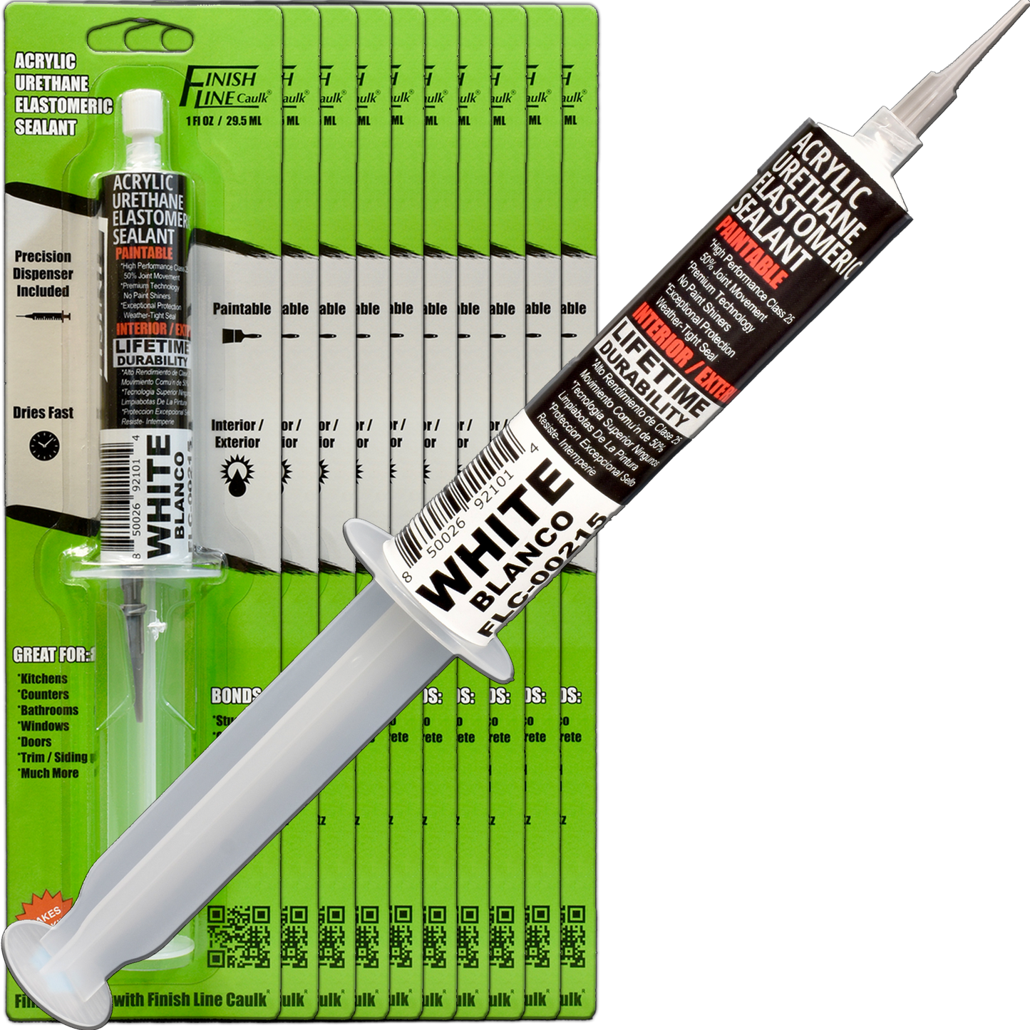 Finish Line Caulk – White Acrylic Urethane Elastomeric Sealant (1 oz)