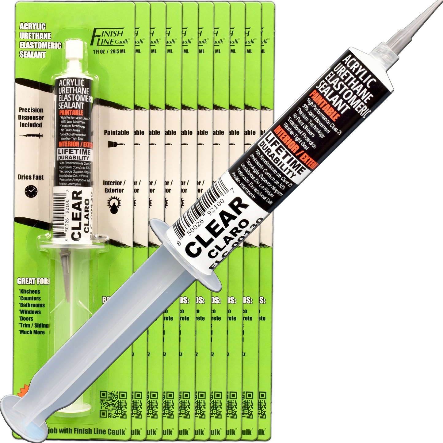 Finish Line Caulk – Clear Acrylic Urethane Elastomeric Sealant (1 oz)