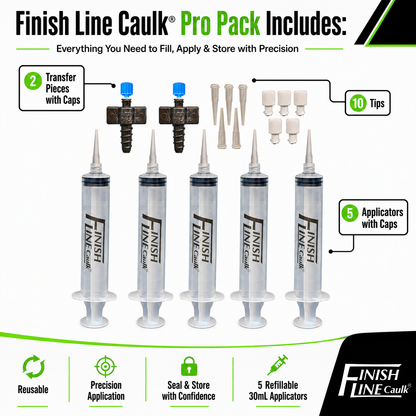 Finish Line Caulk® 30 mL Fill-Your-Own Precision Caulking Kit – Pro Pack Contractor Case