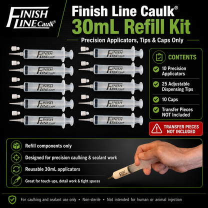 Finish Line Caulk® 30 mL Fill-Your-Own Precision Applicator Refills – 10 Pack