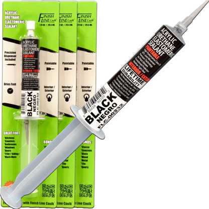 Finish Line Caulk – Black Acrylic Urethane Elastomeric Sealant (1 oz)