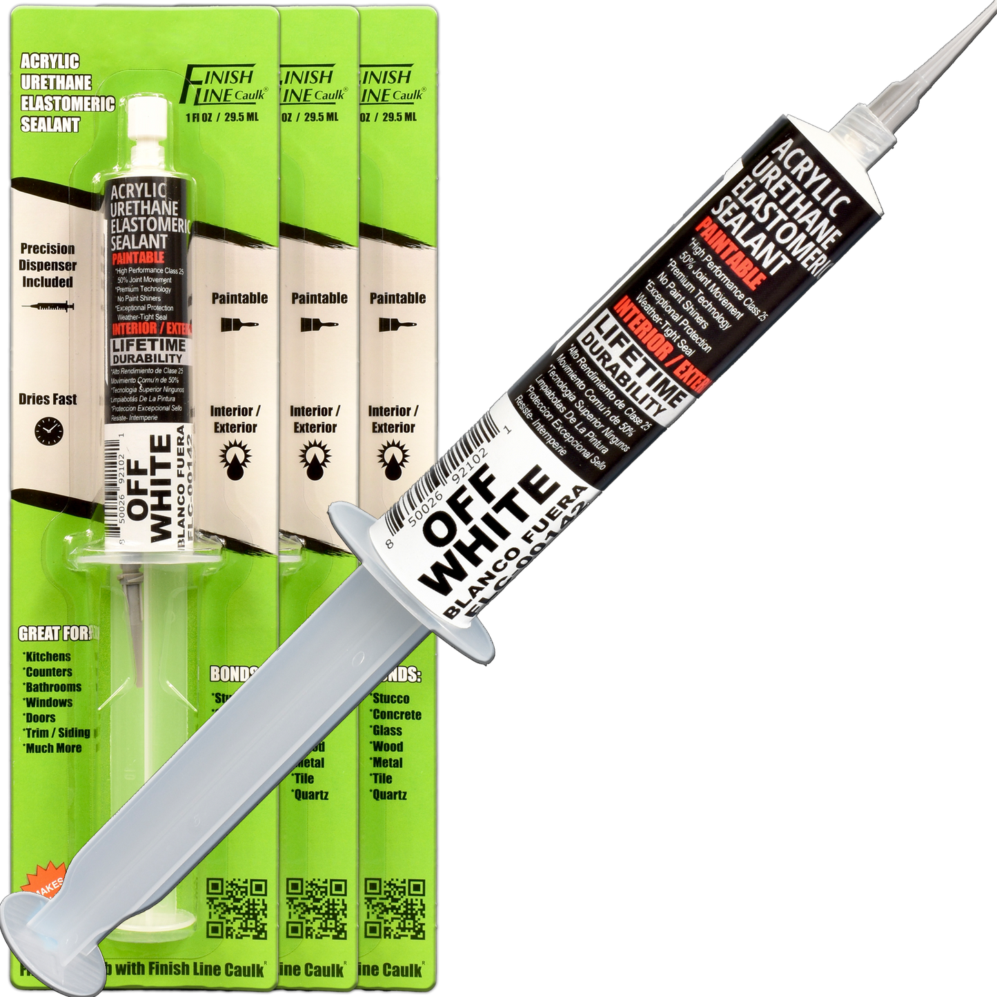 Finish Line Caulk – Off White Acrylic Urethane Elastomeric Sealant (1 oz)