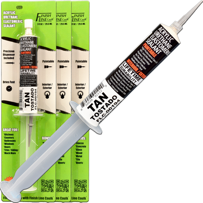 Finish Line Caulk – Tan Acrylic Urethane Elastomeric Sealant (1 oz)
