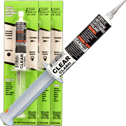 Finish Line Caulk – Acrylic Urethane Elastomeric Sealant Pre-Filled Precision Caulking Tube (30 mL)