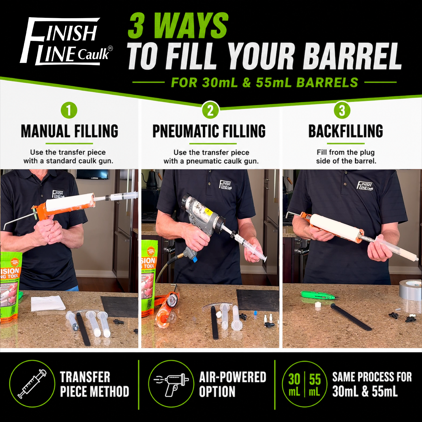 Finish Line Caulk® 55 mL Fill-Your-Own Refill Kits