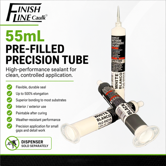 Finish Line Caulk® 55 mL Pre-Filled Precision Caulk Refills – 2 Pack