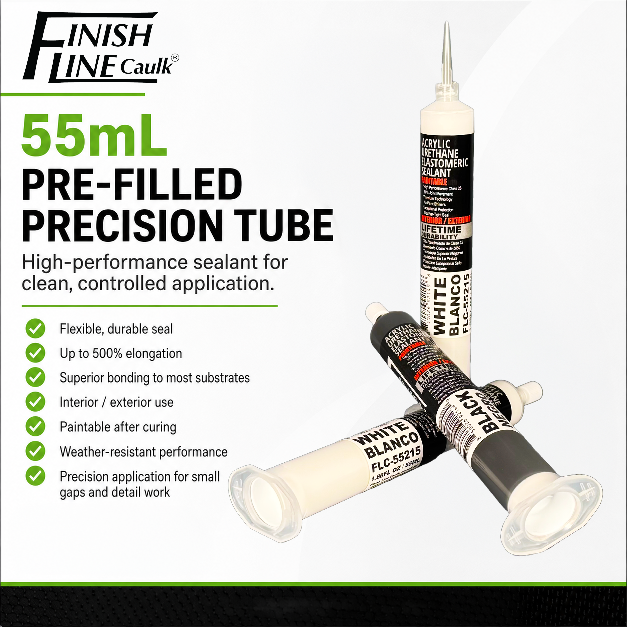 Finish Line Caulk® 55 mL Pre-Filled Precision Hand Dispenser Kit