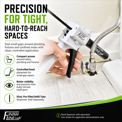 Finish Line Caulk® 55 mL Pre-Filled Precision Caulk Refills – 2 Pack