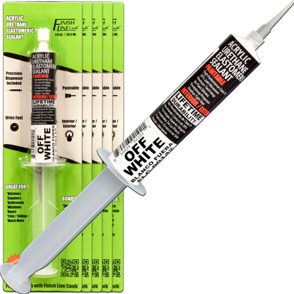 Finish Line Caulk – Acrylic Urethane Elastomeric Sealant Pre-Filled Precision Caulking Tube (30 mL)