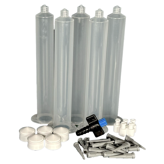 55ML Precision Refill Kit – 5 Barrel Set with Tips & Transfer Piece – For Finish Line Caulk 55 ML Dispenser