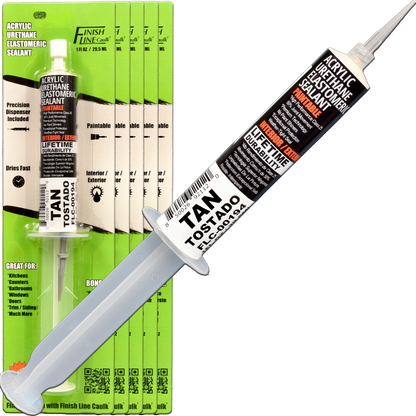 Finish Line Caulk – Acrylic Urethane Elastomeric Sealant Pre-Filled Precision Caulking Tube (30 mL)