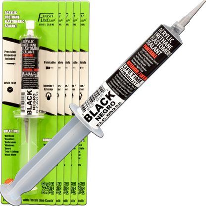 Finish Line Caulk – Black Acrylic Urethane Elastomeric Sealant (1 oz)