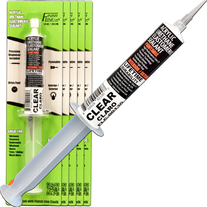 Finish Line Caulk – Acrylic Urethane Elastomeric Sealant Pre-Filled Precision Caulking Tube (30 mL)