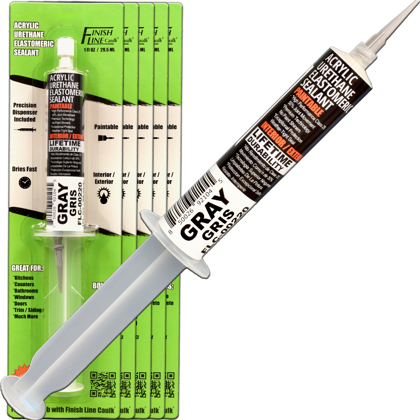 Finish Line Caulk – Aluminum Gray Acrylic Urethane Elastomeric Sealant (1 oz)