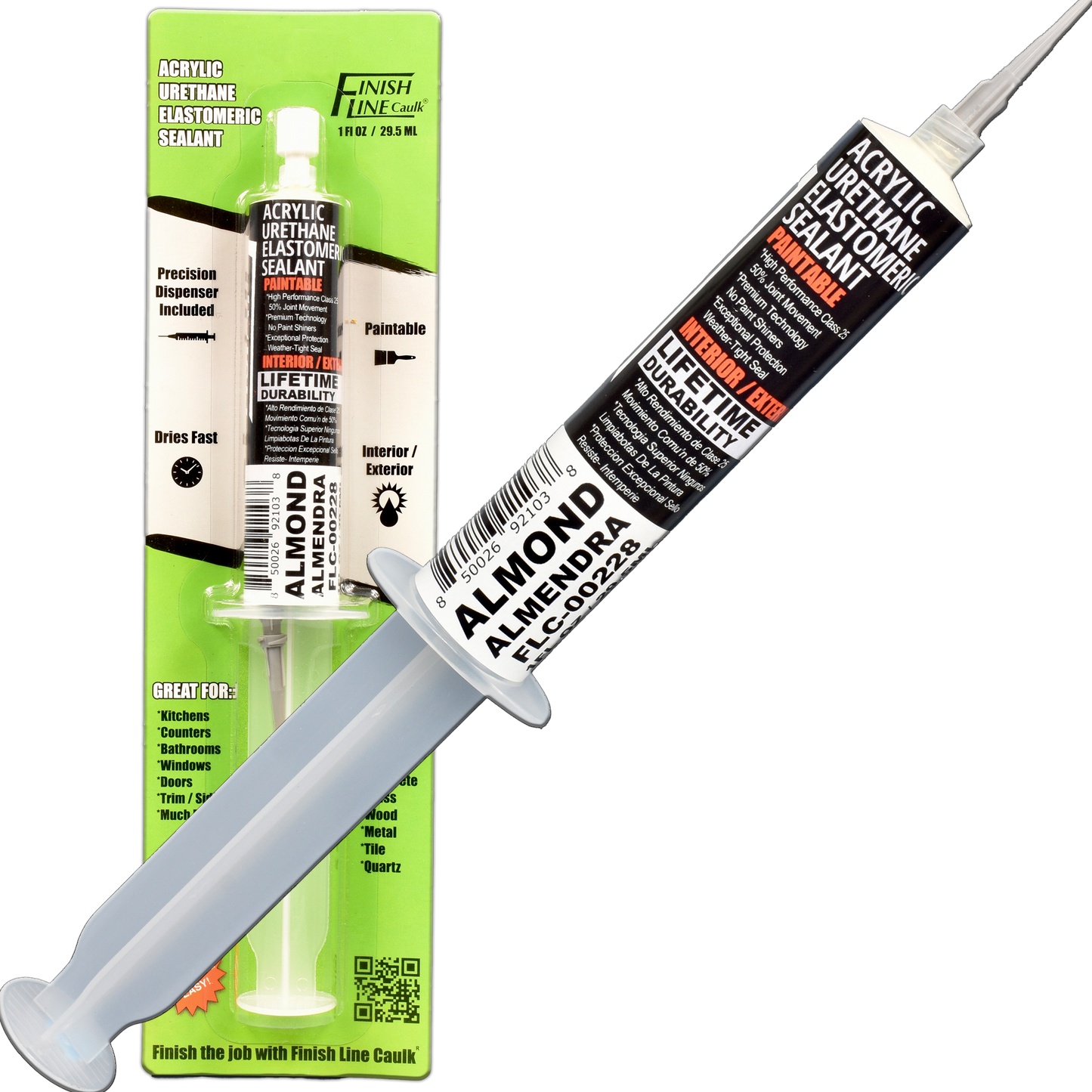 Finish Line Caulk – Almond Acrylic Urethane Elastomeric Sealant (1 oz)