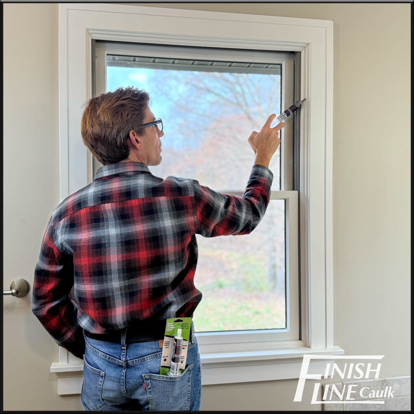 Finish Line Caulk – Acrylic Urethane Elastomeric Sealant Pre-Filled Precision Caulking Tube (30 mL)