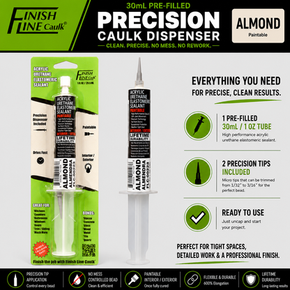 Finish Line Caulk® 30 mL Pre-Filled Precision Caulking Applicator – Single Tube