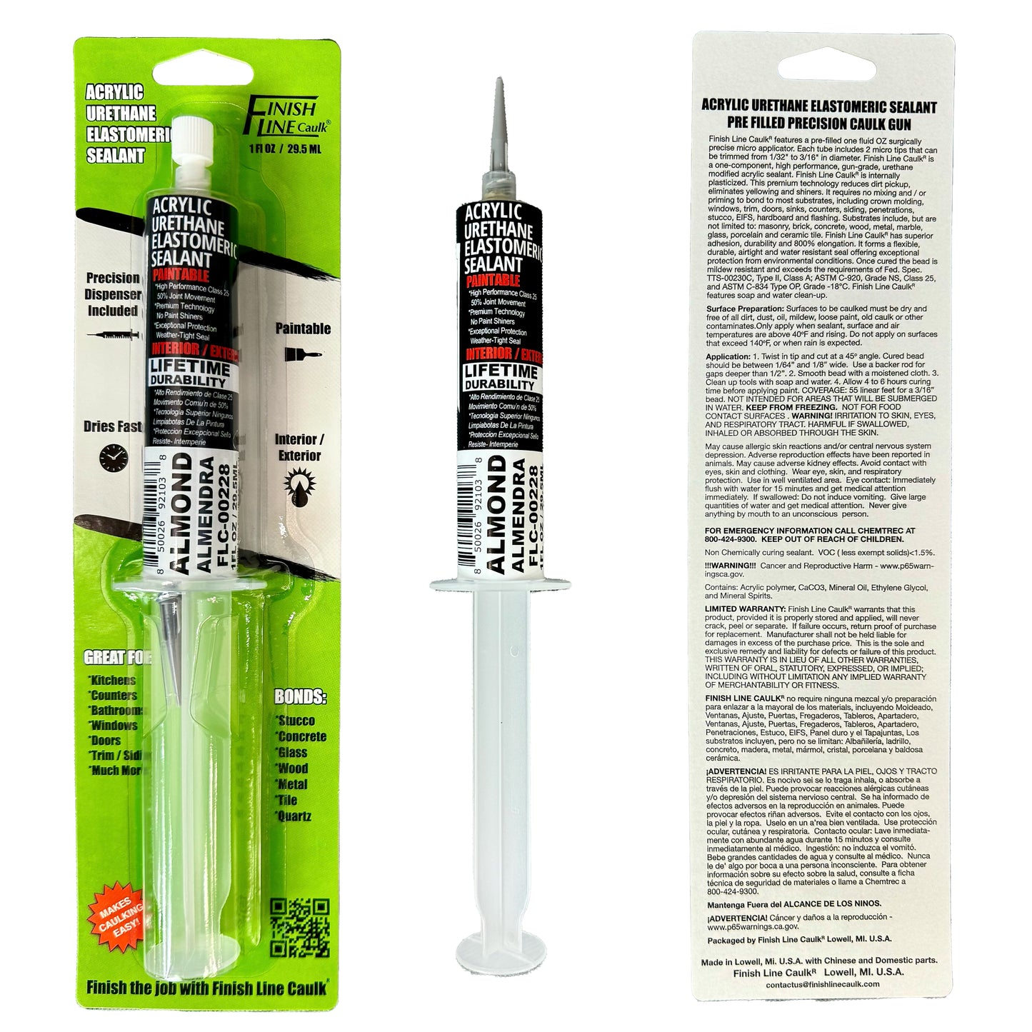 Finish Line Caulk – Almond Acrylic Urethane Elastomeric Sealant (1 oz)