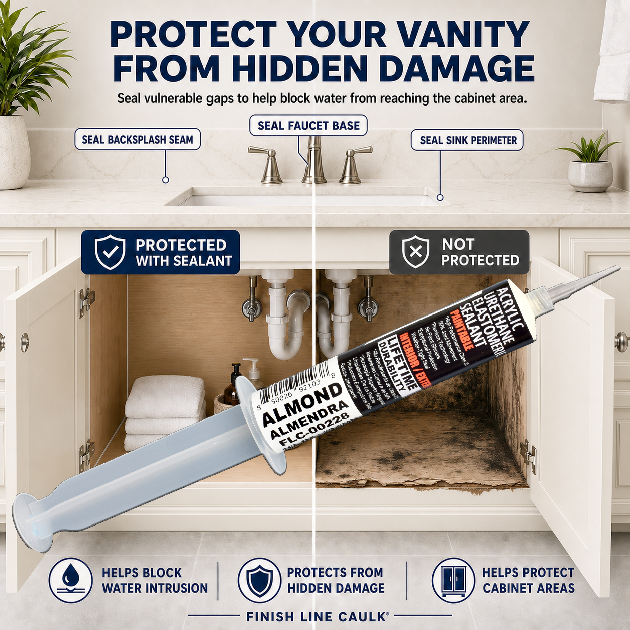 Finish Line Caulk® 30 mL Pre-Filled Precision Caulking Applicator – Single Tube