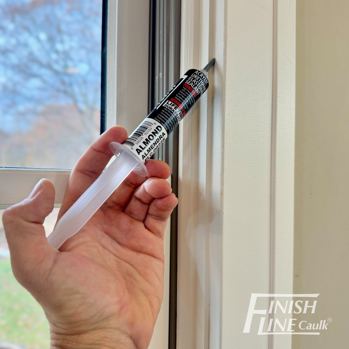 Finish Line Caulk – Acrylic Urethane Elastomeric Sealant Pre-Filled Precision Caulking Tube (30 mL)