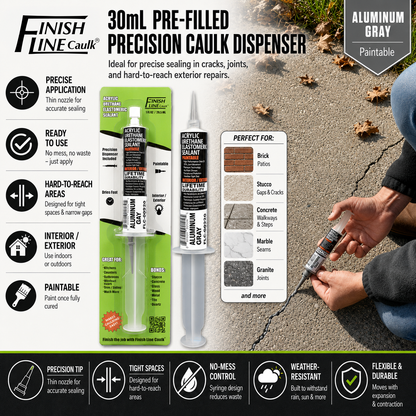 Finish Line Caulk® 30 mL Pre-Filled Precision Caulking Applicator – Single Tube