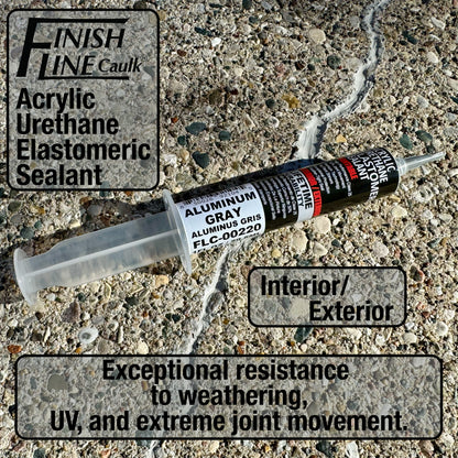 Finish Line Caulk – Aluminum Gray Acrylic Urethane Elastomeric Sealant (1 oz)