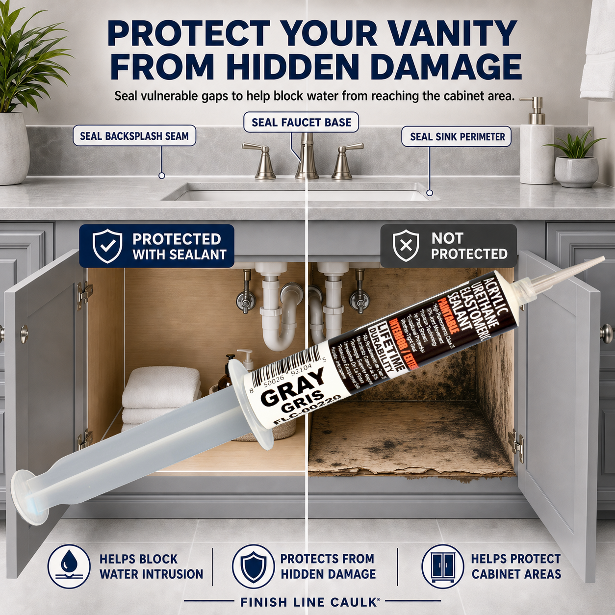Finish Line Caulk® 30 mL Pre-Filled Precision Caulking Applicator – Single Tube