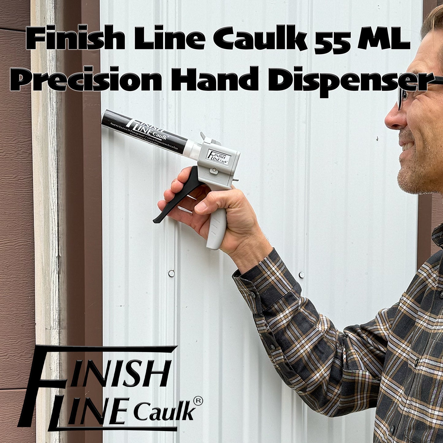Finish Line Caulk – Precision Hand Dispenser Kit with Acrylic Urethane Sealant (55 mL Tubes)