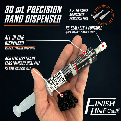 Finish Line Caulk® 30 mL Pre-Filled Precision Caulking Applicator – Single Tube