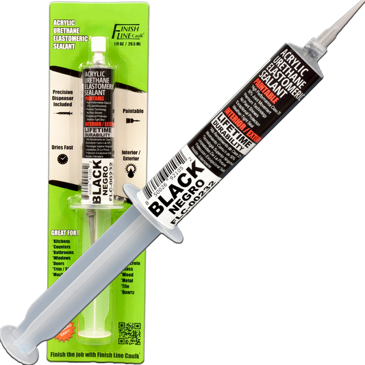 Finish Line Caulk – Black Acrylic Urethane Elastomeric Sealant (1 oz)
