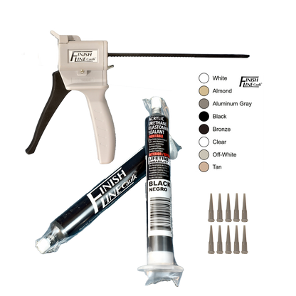 Finish Line Caulk – Precision Hand Dispenser Kit with Acrylic Urethane Sealant (55 mL Tubes)