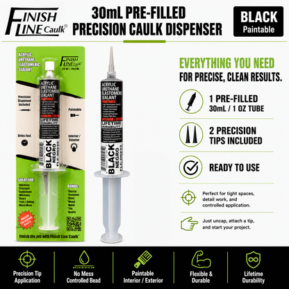 Finish Line Caulk® 30 mL Pre-Filled Precision Caulking Applicator – Single Tube