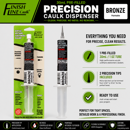 Finish Line Caulk® 30 mL Pre-Filled Precision Caulking Applicator – Single Tube