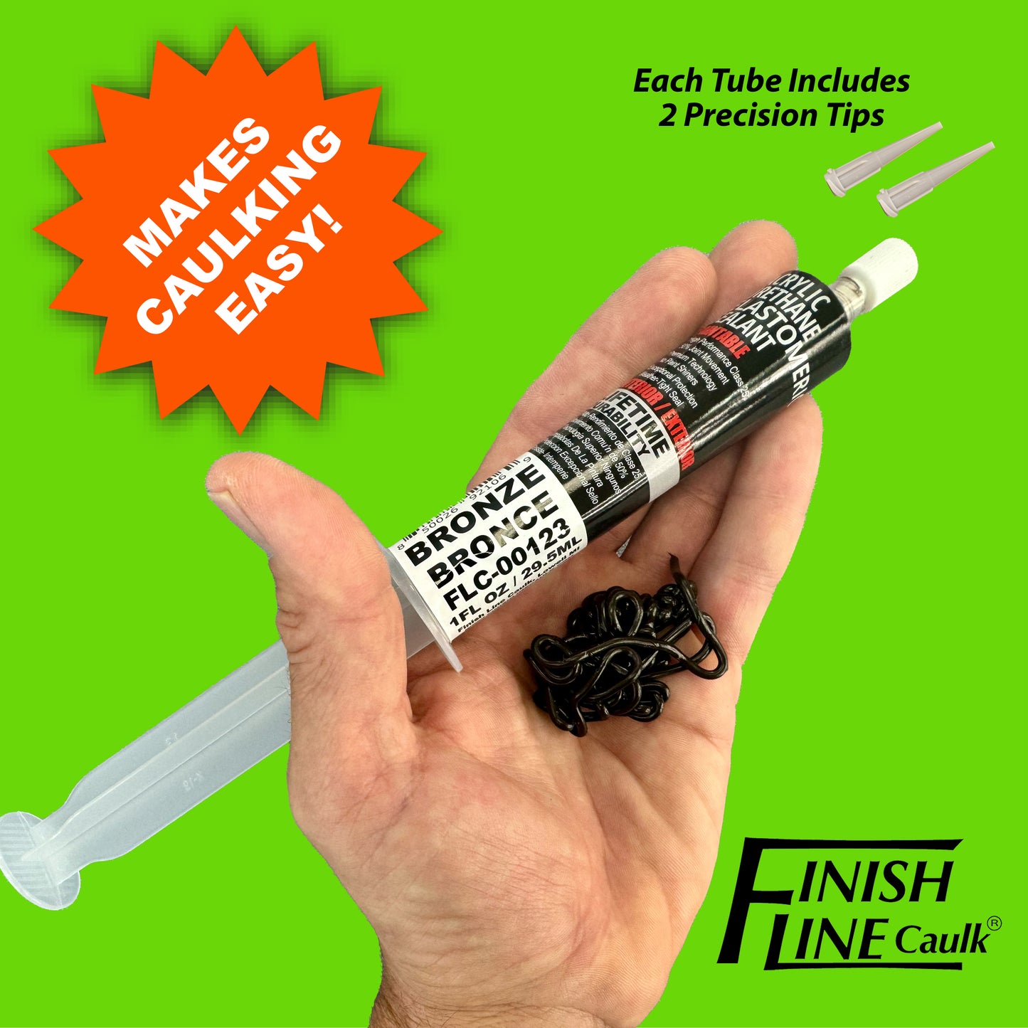 Finish Line Caulk – Dark Bronze Acrylic Urethane Elastomeric Sealant (1 oz)