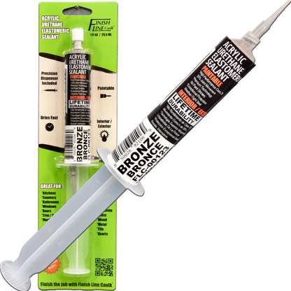 Finish Line Caulk – Acrylic Urethane Elastomeric Sealant Pre-Filled Precision Caulking Tube (30 mL)