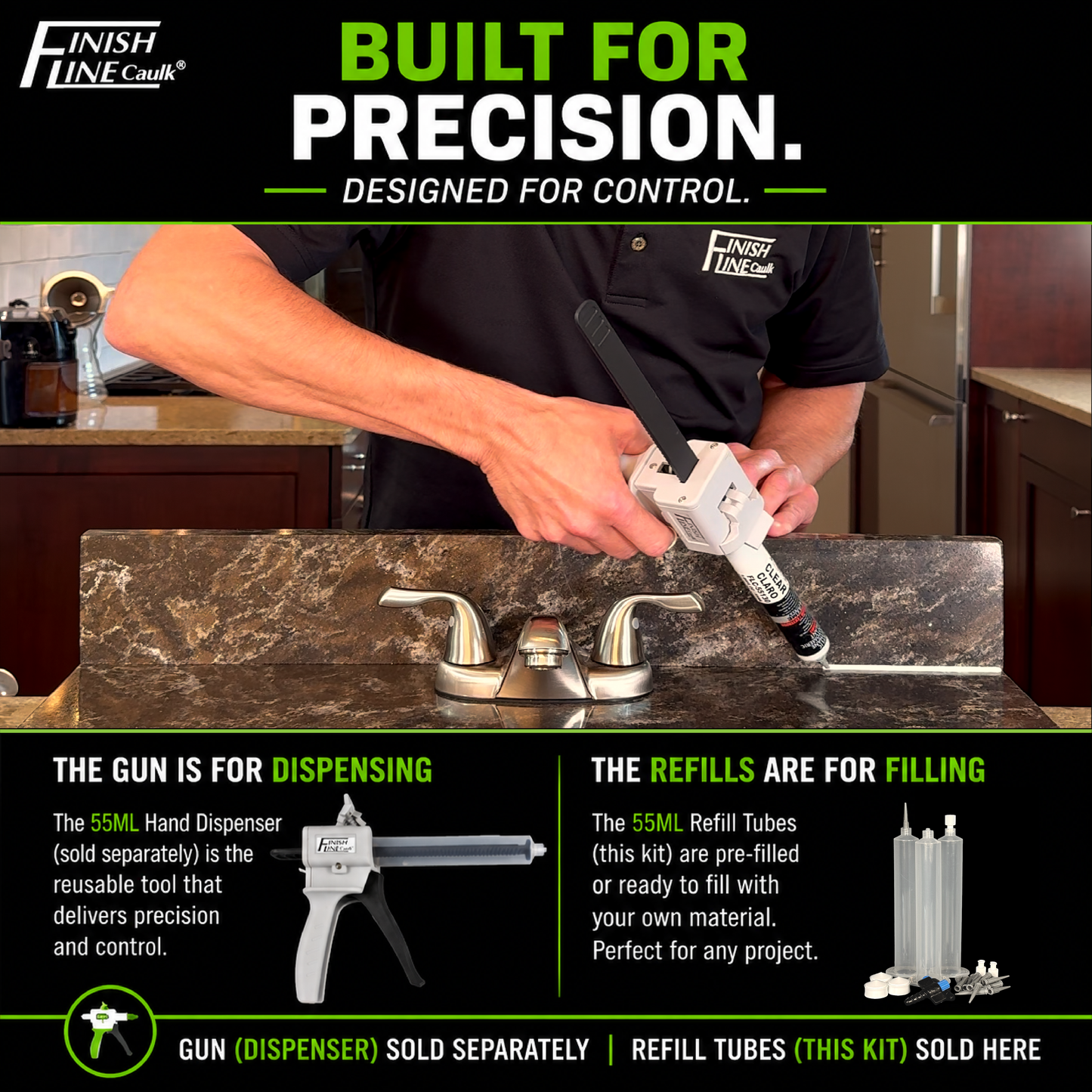 Finish Line Caulk® 55 mL Fill-Your-Own Refill Kits