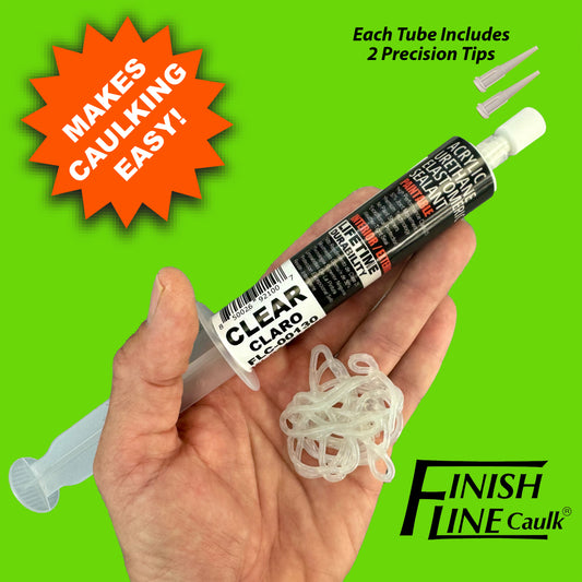Finish Line Caulk – Clear Acrylic Urethane Elastomeric Sealant (1 oz)