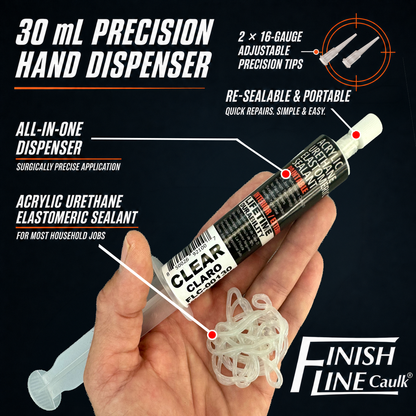 Finish Line Caulk® 30 mL Pre-Filled Precision Caulking Applicator – Single Tube
