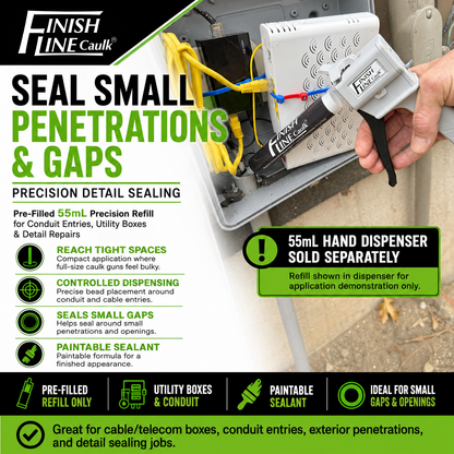 Finish Line Caulk® 55 mL Pre-Filled Precision Caulk Refills – 2 Pack