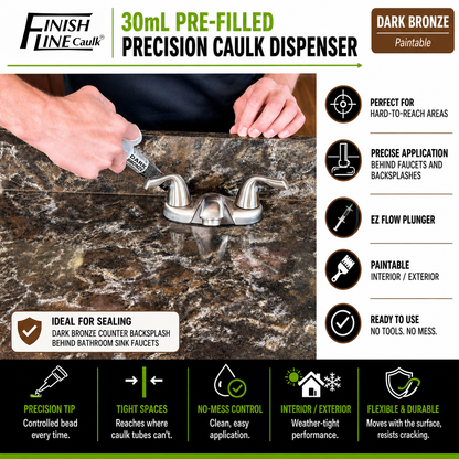 Finish Line Caulk® 30 mL Pre-Filled Precision Caulking Applicator – Single Tube