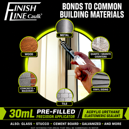 Finish Line Caulk® 30 mL Pre-Filled Precision Caulking Applicator – Single Tube