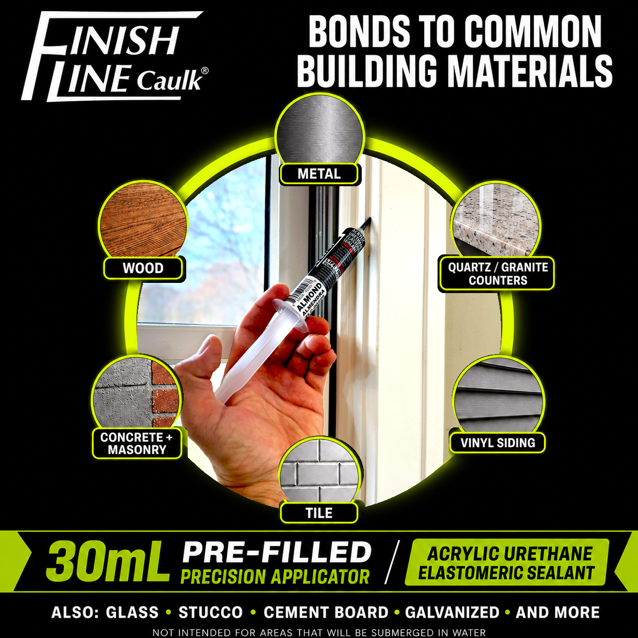 Finish Line Caulk® 30 mL Pre-Filled Precision Caulking Applicator – Single Tube