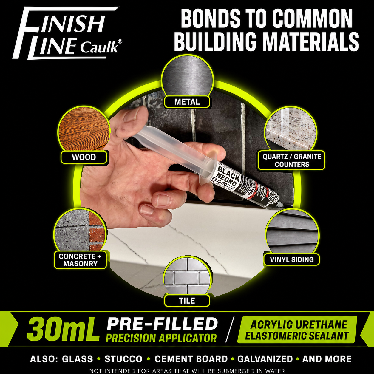 Finish Line Caulk® 30 mL Pre-Filled Precision Caulking Applicator – Single Tube
