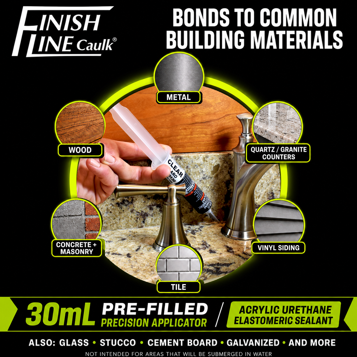 Finish Line Caulk® 30 mL Pre-Filled Precision Caulking Applicator – Single Tube