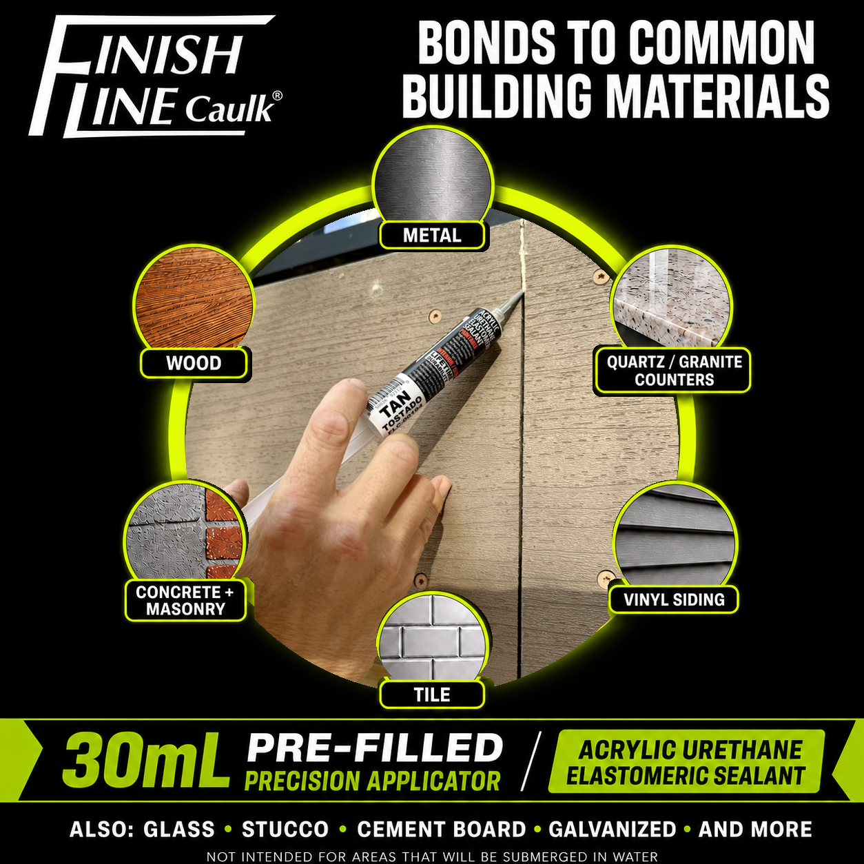 Finish Line Caulk® 30 mL Pre-Filled Precision Caulking Applicator – Single Tube