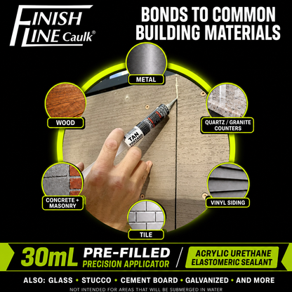 Finish Line Caulk® 30 mL Pre-Filled Precision Caulking Applicator – Single Tube