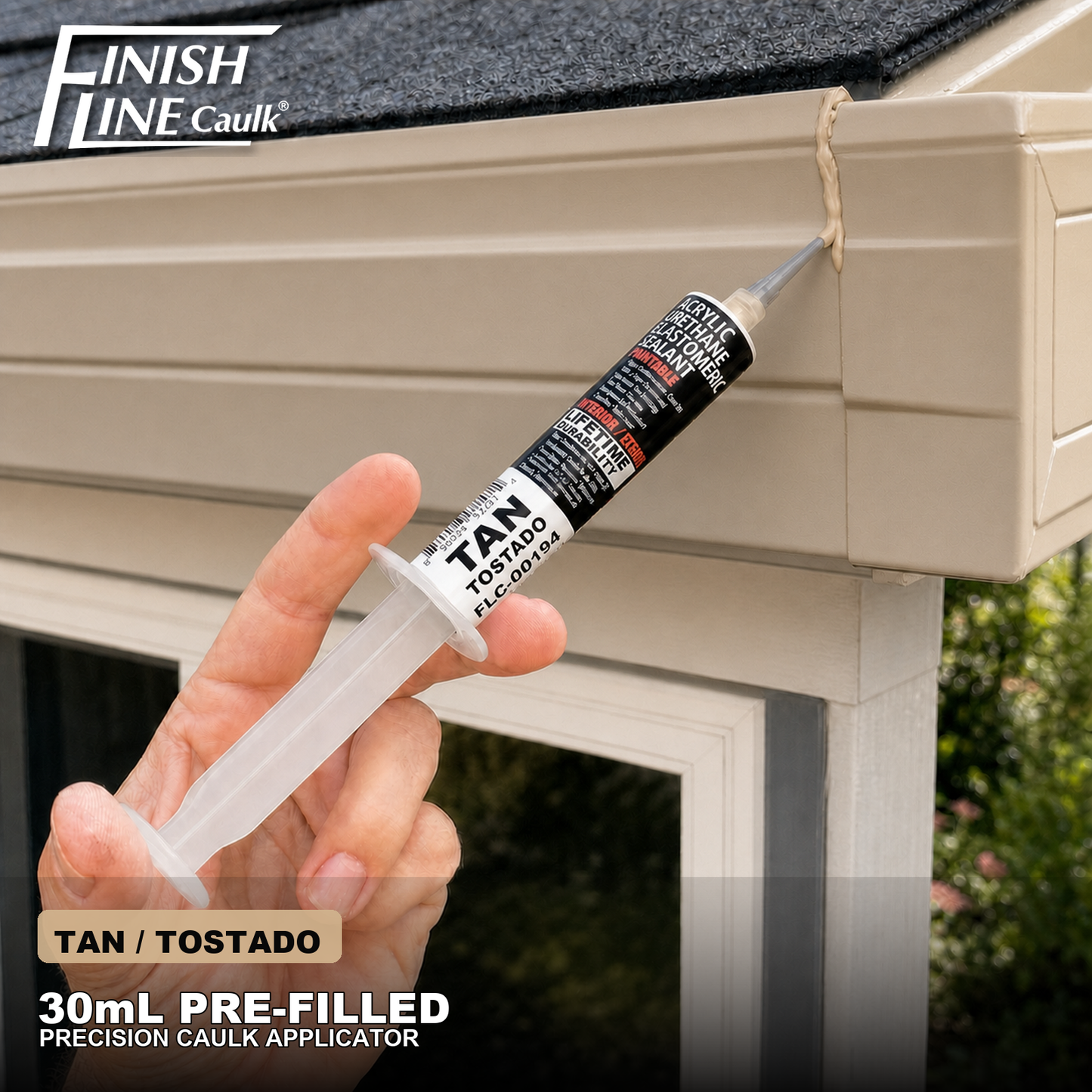 Finish Line Caulk® 30 mL Pre-Filled Precision Caulking Applicator – Single Tube